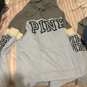 Women’s navy blue and grey sweater from PINK